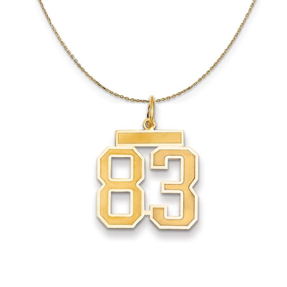 14k Yellow Gold, Jersey, Med Number 83 Necklace - 18 Inch